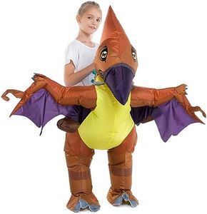HSCTEK Inflatable Dinosaur Costume Kids Boys Girls, Inflatable Blow Up Costume Riding Pteranodon Dinosaur Costume Child, Inflatable Ride On Dinosaur Halloween Costume Children