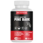 French Maritime Pine Bark Extract Strength 450 mg 120 Capsules 4 Month Supply Antioxidant Properties Cardiovascular Health Non-GMO No Sugar Allergen Free Made In Canada (pack of 1)