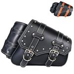 Motorcycle Saddle Bags|PVC Faux Leather Side Bags|Waterproof Side Swing ArmBags|Side Tool Bag for Harley Sportster|Universal Storage Tool Bag for Motorbike|with Cup Holder|Two-Color Belt|Black2|Right