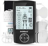 DOMAS TENS Unit Muscle Stimulator with 24 Modes Rechargeable TENS EMS Device Electronic Pulse Massager Physical Therapy Equipment with12 PCS Electrode Pads for Natural Pain Relief