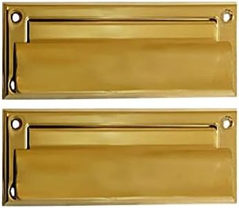 QCAA Solid Brass Mail Slot, with Solid Brass Interior Frame and Solid Brass Back Plate, 8-7/8''X2-7/8", Polished Brass, 1 Pack, Made in Taiwan