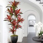 Artificial Dracaena Tree 7ft(84in) Tall Large Faux Silk Plants with Realistic Trunks and Red Leaves, Fake Floor Potted Artificial Plants for Home Office Indoor Decor (7feet,1Pack)