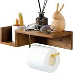 Wall-Mounted Toilet Paper Holder with Shelf and Storage, Made of Walnut Wood - Toilet Roll and Tissue Holder for Bathroom(Walnut Wood)