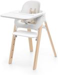 Stokke Steps High Chair for Babies & Children from 6 Months to 10 Years – 2-in-1 Adjustable & Ergonomic Design – Removable Baby Set, Tray & Safety Harness – 18.9 x 24.4 x 34.7 – White/Natural