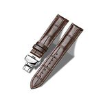 Tristraps Genuine Leather Watch Strap with Butterfly Deployment Clasp 12mm 14mm 16mm 18mm 19mm 20mm 21mm 22mm 23mm 24mm Black Brown Replacement Watch Band for Men Women Waterproof Sweatproof