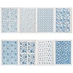 BENECREAT 8 Styles Blue and White Pottery Ceramics Clay Transfer Paper Porcelain Pattern Ceramic Decals, Underglaze Flower Paper for Pottery Enamel Decal, 38x53cm