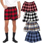 Andrew Scott Men's 4 Pack Cotton Flannel Super Soft Woven Boxer Shorts, 4 Pack - Grab Bag of Assorted Plaids, XX-Large