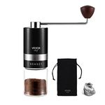 VEVOK CHEF Manual Coffee Grinder Hand Coffee Grinder 6 Adjustable Setting Stainless Steel Conical Burr Mill Portable Hand Crank Coffee Bean Grinder for Espresso Gift