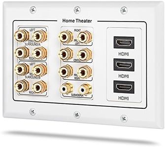 Fosmon 3 Gang Wall Plate, (3-Gang 7.2 Surround Sound Distribution) Home Theater Copper Banana Binding Post Coupler Type Wall Plated for 7 Speakers, 2 RCA Jacks for Subwoofers & 3 HDMI Ports