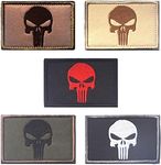 5 Pcs Punisher Tactical Patch Military Army Skull Shoulder Armband Patches Full Embroidered Sew on Fabric Patch for Cap Bag Jackets Clothes Bags with Hook Loop Backing Decorative Appliques