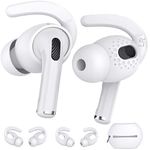 AhaStyle 2 Pairs AirPods 3 Ear Hooks Cover Silicone Earbuds Tips [Added Storage Pouch] Compatible with Apple AirPods 3 2021 (Large + Small, White)