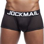 JOCKMAIL Mesh Low Waist Men Underwear Boxers Men Panties Male Underpants Men boxer short, Black, Large