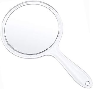 TOPYHL Makeup Hand Mirror, Double-Sided 3X 1x Magnifying Large Travel Handheld Mirror Cosmetic Mirror Acrylic Clear Finish Round Mirror (Clear)