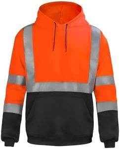 sesafety Class 3 High Visibility Sweatshirt for Men,Hooded Pullover,Hi-Vis Safety Hoodie Pullover Sweatshirt,Reflective Safety with Black Bottom