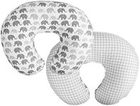 Boppy Premium Pillow Cover, Gray Elephants Plaid, Ultra-Soft Microfiber Fabric in a Fashionable Two-Sided Design, Fits All Nursing Pillows and Positioners