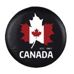 Jayke Joy Spare Tire Cover, Black Wheel Cover with Canada Maple Leaf PVC Leather Waterproof Dust-proof Universal Fit for Trailer Jeep RV SUV Camper (15 Inch)