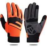 FIORETTO Padded Cycling Gloves Full Finger Mountain Bike Gloves Touchscreen MTB Gloves Climbing Motorbike Gloves for Men Women Orange