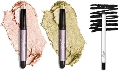 Julep Eyeshadow 101 Crème-to-Powder Eyeshadow Stick Duo + When Pencil Met Gel Sharpenable Multi-Use Longwear Eyeliner Pencil, 3pc Set - Meadow Shimmer, Blackest Black and Pearl Shimmer
