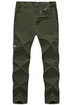 JHMORP Men's Hiking Pants Waterproof Lightweight UV Protection Stretch Travel Casual Work Pants (Army Green,CA 32)