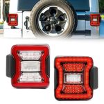 LED Tail Lights Fit for 2018 2019 2020 2021 2022 2023 Jeep Wrangler JL, A Pair Of Rear Lamps with Brake Light Reverse Light Turn Signal And Running Lights- Red Clear Lens