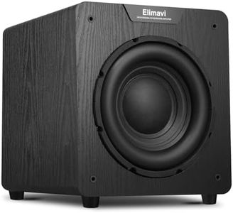 Elimavi 10" Powered Subwoofer Home Audio, 300W Deep Bass, Wooden Case,Black