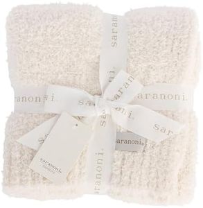 SARANONI Bamboni Luxury Baby Blanket | Cozy & Soft Plush Receiving Blankets | Perfect for Girls & Infant Baby Boy Blankets | Ivory - 30” x 40”