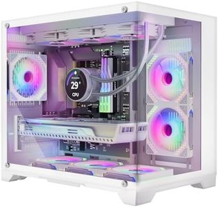 Pixbyto MATX PC Case with 6 ARGB Fans Pre-Installed, Panoramic Tempered Glass, Mid Tower Micro-ATX Gaming PC Case with Type C & USB 3.0, 360mm Radiator Support, Cable Management, High Airflow, White