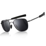 SUNGAIT Men's Military Sunglasses Polarized Pilot Style - Bayonet Temples(Gunmetal Frame/Gray Lens, 55) A285QKHU UK