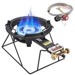 ARC Outdoor Propane Burner Stove, 13" Single Propane Burner, Cast Iron Portable Propane Burner With Sturdy Stand And 0-20 PSI Adjustable regulator Stainless Steel Hose,Great For Outdoor Wok Burner
