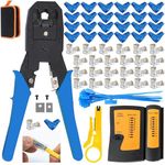 TAIWAIN RJ45 Network Crimper Pliers Kit CAT5 CAT6 Crimping Tool Set RJ11/RJ12 Wire Stripping Tester Cutter Set Ethernet Cable Connectors Professional Punch Down Tool (Blue)