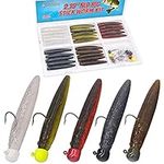 Ned-Rig-Kit-Finesse-Baits-Soft-Plastic-Worms-Fising-Lure for Bass Stick Swimbait Minnow Crawfish Lures Shroom Ned Jig Head Kit(35-Piece 2.75'' #01