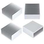 Awxlumv 4PCS 50mm Aluminum Heatsink Kit 50x50x20mm/ 1.57" (L) x 1.57"(W) x 0.79"(H) Heat Sink Cooler for GPU CPU Peltier Plate Module Router Amplifier Led Chipset Heat Radiator Cooling Fin (Sliver)