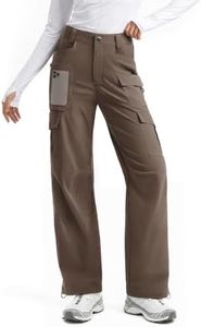 Moosehill Women's Hiking Cargo Pants: Lightweight Quick Dry Brown, 4,30"