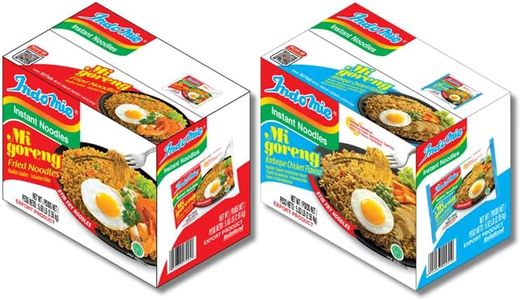 Indomie Mi Goreng Instant Stir Fry Noodles, Halal Certified, 30 Original & 30 Barbeque Chicken Flavor (Pack of 60)