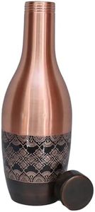 CO-PURE 100% Pure Copper Water Bottle | 1100ml | Hand Engraved Leak-Proof Design with Half Antique Finish | Ayurvedic Benefits | Ideal for Home, Office, Gym, Yoga & Gifting