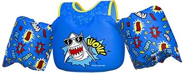 Coast Guard Approved Kids Life Jacket/Toddler Swim Vest,Toddler Floaties Boys and Girls Age 2-6 Years Old, 30-50 Pounds Children Water Wings Arm Floaties in Puddle/Sea/Pool/Beach (Shark)