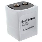 Exell Battery 266 Alkaline 9V Battery NEDA 1605, PP7, 6F90, White/Silver