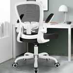 MINLOVE Office Chair Ergonomic Desk Chair with Adjustable Lumbar Support and Height, 90° Flip-up Armrests, Ergo Executive Chairs with Wheels, Home Work Use (White)