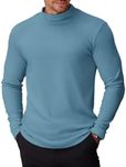 COOFANDY Mens Mock Turtleneck Long Sleeve Shirts Fashion Thermal Turtle Neck Casual Basic Layer T Shirts Slim Fit Crew Neck Pullover Sweater Blue