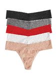 Felina | Signature Stretchy Lace Low Rise Thong 5-Pack | Panty (Date Night, L/XL)