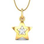 CANDERE - A KALYAN JEWELLERS COMPANY 18K (750) BIS Hallmark Yellow Gold Real Diamond Star Shaped Pendant Locket for Kids (Girls or Boys)