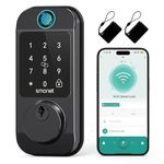 WiFi Keyless Front Door Lock: SMONET Fingerprint Entry Smart Locks, App Remote Control for Rental, Digital Keypad Bluetooth Deadbolt Lock with Alexa Auto Lock Notification Code Fob for Home, Black