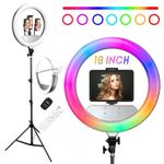 RGB Ring Light 18 inch with Tripod Stand (2700-7000K) for Phone Camera iPad Selfie Live Stream YouTube TikTok Video Shooting Best Lighting Atmosphere Ringlight (18 inch)