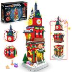 INSOON Christmas Clock Tower Countdown Building Set with LED Light, 1055 PCS Christmas House Village Building Toy Kit, Holiday Festival Home Decor Model Gift for Adults Kids Boys Girls 8 9 10 11 12+