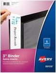 Avery 3 Inch Binder Spine Inserts, 3 Inserts/Sheet, 5 Sheets/Pack, White (89109)