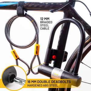 SIGTUNA Bike U Lock – Heavy Duty, Yellow Anti-Theft Bicycle Lock