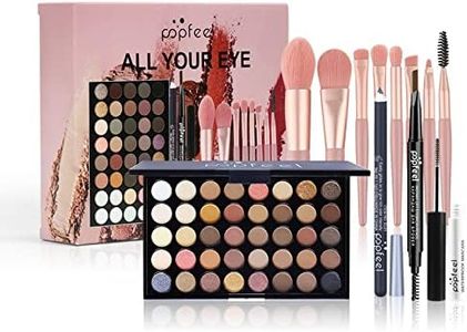 Joyeee Kit de maquillaje todo en uno para niñas, juego de regalo para mujeres, kit completo de cosméticos para principiantes, incluye juego de brochas para ojos, paleta de sombras de ojos, rímel