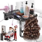 NEWTRY Salon Tray Attached to Chair, 360° Rotation Salon Metal Tray for Barber Chair, Hairstylist Color Tray for Salon, Salon Chair Tray Attachment, Hair Extension Tool Tray Adjustable Height & Width