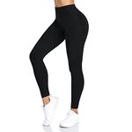 Yaavii Women Yoga Leggings Seamless High Waisted Tummy Control Yoga Pants for Gym Running Workout, M, Black-1