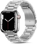 Tasikar Band Compatible with Apple Watch Band 42mm (Series 10) 41mm 40mm 38mm Premium Stainless Steel Metal Replacement Strap Compatible with Apple Watch SE Series 10 9 8 7 6 5 4 3 2 1 (Silver)